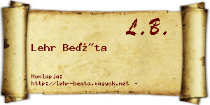 Lehr Beáta névjegykártya